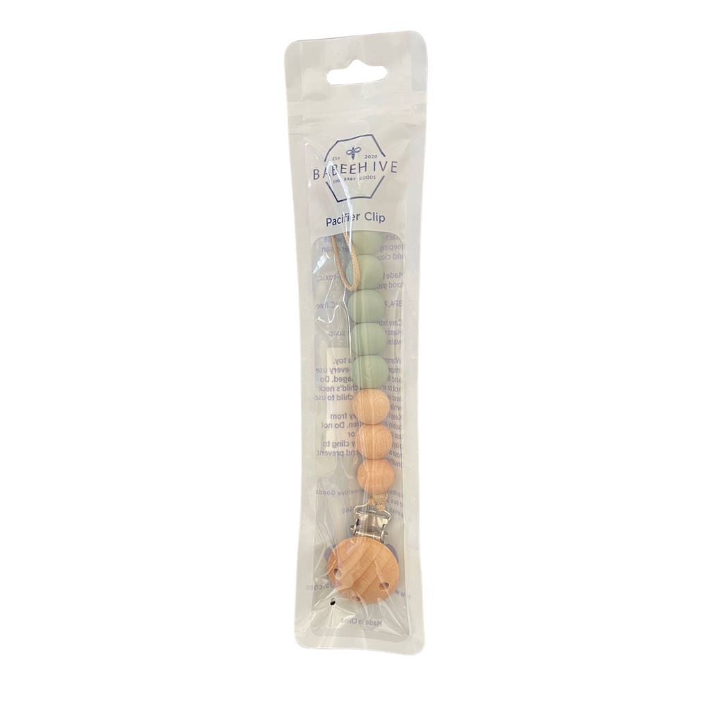 Beaded Wooden & Silicone Pacifier Clip