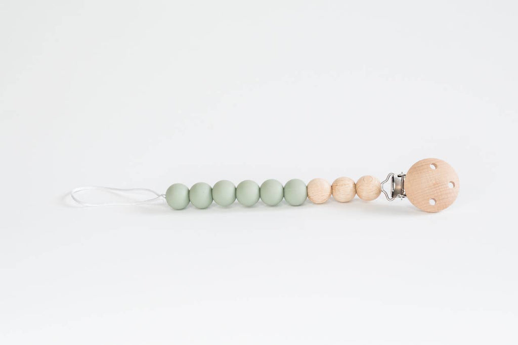 Beaded Wooden & Silicone Pacifier Clip