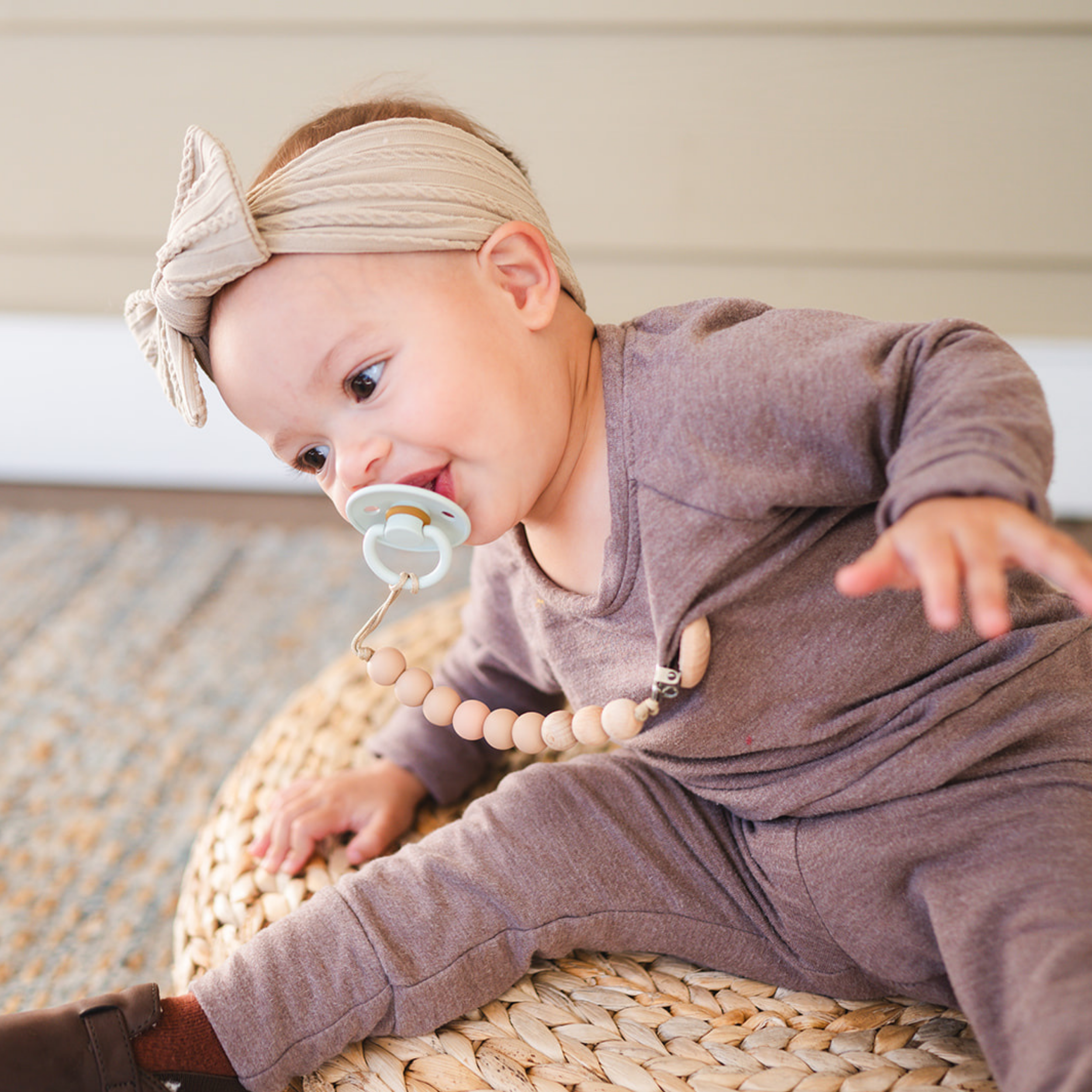 Beaded Wooden & Silicone Pacifier Clip